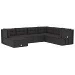 Set Salotto da Giardino con Cuscini 7pz Nero Polyrattan