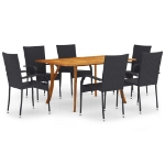 Set Mobili da Pranzo per Giardino 7 pz Nero