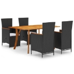 Set Mobili da Pranzo per Giardino 5 pz Nero