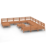 Set Divani da Giardino 13 pz Miele in Legno Massello di Pino