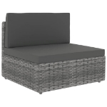 Set Divani da Giardino 9 pz con Cuscini in Polyrattan Grigio