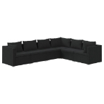 Set Divani da Giardino 6 pz con Cuscini in Polyrattan Nero