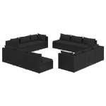 Set Divani da Giardino 12 pz con Cuscini in Polyrattan Nero