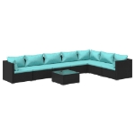 Set Salotto da Giardino 8 pz con Cuscini in Polyrattan Nero