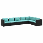 Set Divani da Giardino 7 pz con Cuscini in Polyrattan Nero