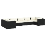 Set Divani da Giardino 7 pz con Cuscini in Polyrattan Nero