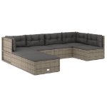 Set Divani da Giardino 7 pz con Cuscini in Polyrattan Grigio