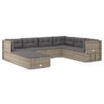 Set Divani da Giardino 8 pz con Cuscini in Polyrattan Grigio