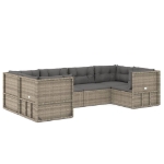 Set Divani da Giardino 6 pz con Cuscini in Polyrattan Grigio