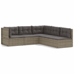 Set Divani da Giardino 5 pz con Cuscini in Polyrattan Grigio