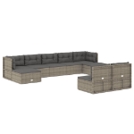 Set Divani da Giardino 9 pz con Cuscini in Polyrattan Grigio