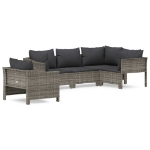 Set Divani da Giardino 5 pz con Cuscini in Polyrattan Grigio