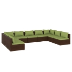 Set Divani da Giardino 9 pz con Cuscini in Polyrattan Marrone