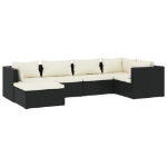 Set Divani da Giardino 6 pz con Cuscini in Polyrattan Nero