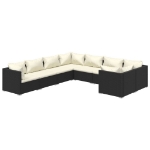 Set Divani da Giardino 8 pz con Cuscini in Polyrattan Nero