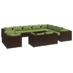 Set Divani da Giardino 12 pz con Cuscini in Polyrattan Marrone