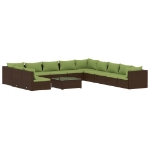 Set Divani da Giardino 12 pz con Cuscini in Polyrattan Marrone