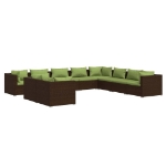 Set Divani da Giardino 10 pz con Cuscini in Polyrattan Marrone