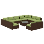 Set Divani da Giardino 12 pz con Cuscini in Polyrattan Marrone