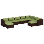 Set Divani da Giardino 9 pz con Cuscini in Polyrattan Marrone