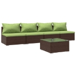 Set da Giardino 5 pz con Cuscini in Polyrattan Marrone