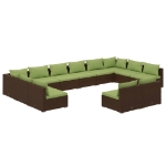 Set Divani da Giardino 12 pz con Cuscini in Polyrattan Marrone