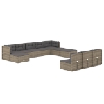 Set Divani da Giardino 11 pz con Cuscini in Polyrattan Grigio