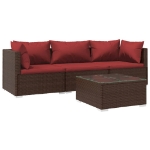 Set Divani da Giardino 4 pz con Cuscini in Polyrattan Marrone