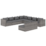 Set Divani da Giardino 9 pz con Cuscini in Polyrattan Grigio