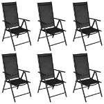 Set Mobili da Pranzo da Giardino 7 pz in Alluminio Nero