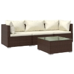 Set Divani da Giardino 4 pz con Cuscini in Polyrattan Marrone