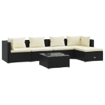 Set Salotto da Giardino 6 pz con Cuscini in Polyrattan Nero