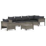 Set Divani da Giardino 7 pz con Cuscini in Polyrattan Grigio