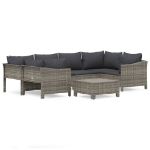 Set Divani da Giardino 7 pz con Cuscini in Polyrattan Grigio