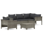 Set Divani da Giardino 6 pz con Cuscini in Polyrattan Grigio