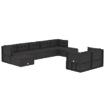 Set Salotto da Giardino con Cuscini 9pz Nero in Polyrattan