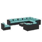 Set Divani da Giardino 11 pz con Cuscini in Polyrattan Nero