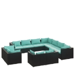 Set Divani da Giardino 11 pz con Cuscini in Polyrattan Nero