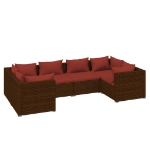 Set Divani da Giardino 6 pz con Cuscini in Polyrattan Marrone