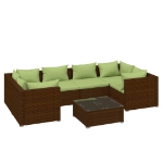 Set da Giardino 7 pz con Cuscini in Polyrattan Marrone