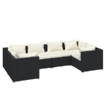 Set Divani da Giardino 6 pz con Cuscini in Polyrattan Nero