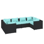 Set Divani da Giardino 6 pz con Cuscini in Polyrattan Nero