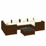 Set Divani da Giardino 7 pz con Cuscini in Polyrattan Marrone