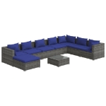 Set Divani da Giardino 9 pz con Cuscini in Polyrattan Grigio