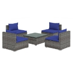 Set Divani da Giardino 5 pz con Cuscini in Polyrattan Grigio