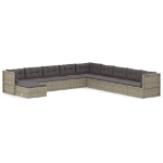 Set Divani da Giardino 10 pz con Cuscini in Polyrattan Grigio