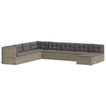 Set Divani da Giardino 9 pz con Cuscini in Polyrattan Grigio