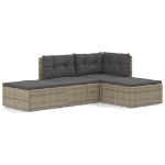 Set Divani da Giardino 4 pz con Cuscini in Polyrattan Grigio