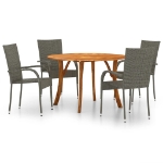 Set Mobili da Pranzo per Giardino 5 pz Grigio