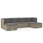 Set Divani da Giardino 6 pz con Cuscini in Polyrattan Grigio